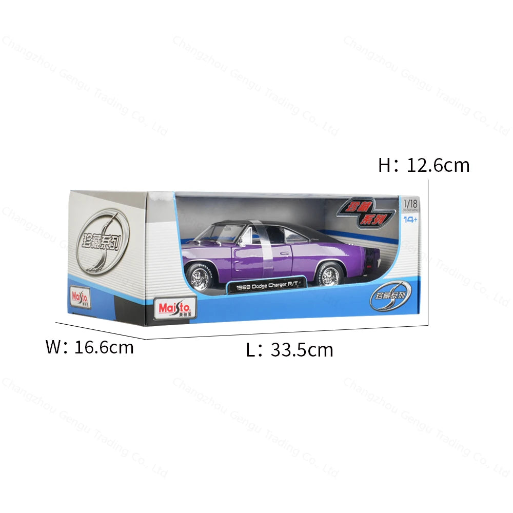 Maisto 1:18 1969 Dodge Charger R/T Sports Car Static Die Cast Vehicles Collectible Model Car Toys