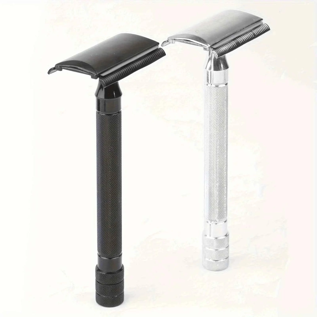 Stainless Steel Safety Razor for Men - Weighted Handle & 10 Double Edge Blades for a Superior Shave