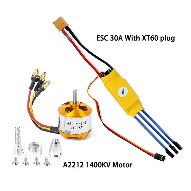 XXD A2212 2212 1400KV Brushless Motor 30A ESC Motor SG90 9G Micro Servo 8060 Propeller Set for RC Fixed Wing Plane