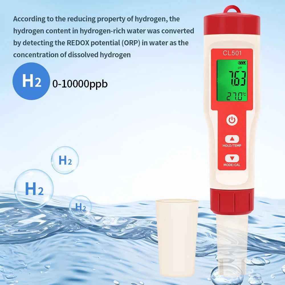 Multifunctional Chlorine Testing Pen 2/3/4/5 in 1 Water Quality Tester CL2 TEMP pH H2 ORP Measuring For Aquarium Swimming Pool