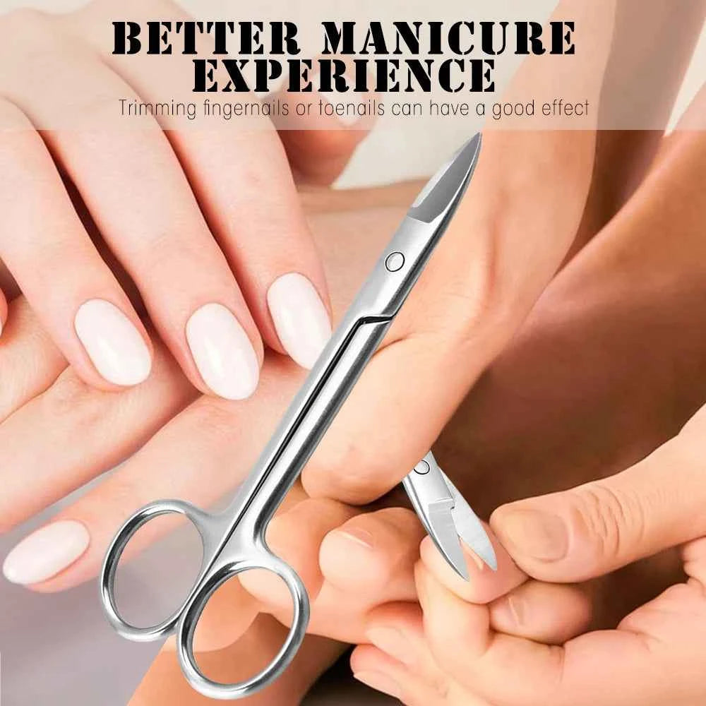 Nail Pro Stainless Steel Cuticle Scissors - Precision Curved Blades for Eyebrows, Eyelashes & Dry Skin