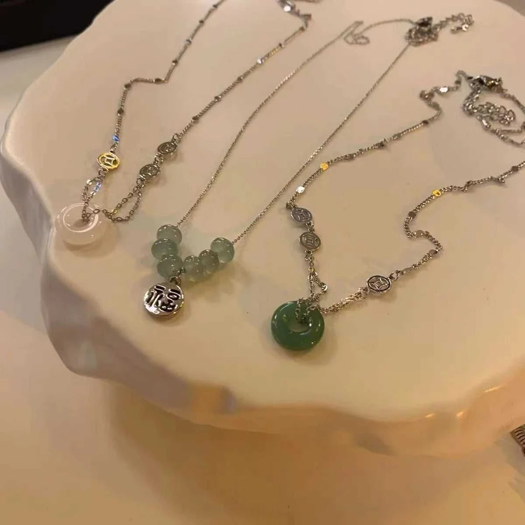 New Chinese Style Stone Buckle Necklace New Female Minority Design Sense Clavicle Chain Neck Chain Aesthetic Jewelry The jack market .AU The jack market .AU Jewellery & Chains $ 55 200001034:17053024#silver