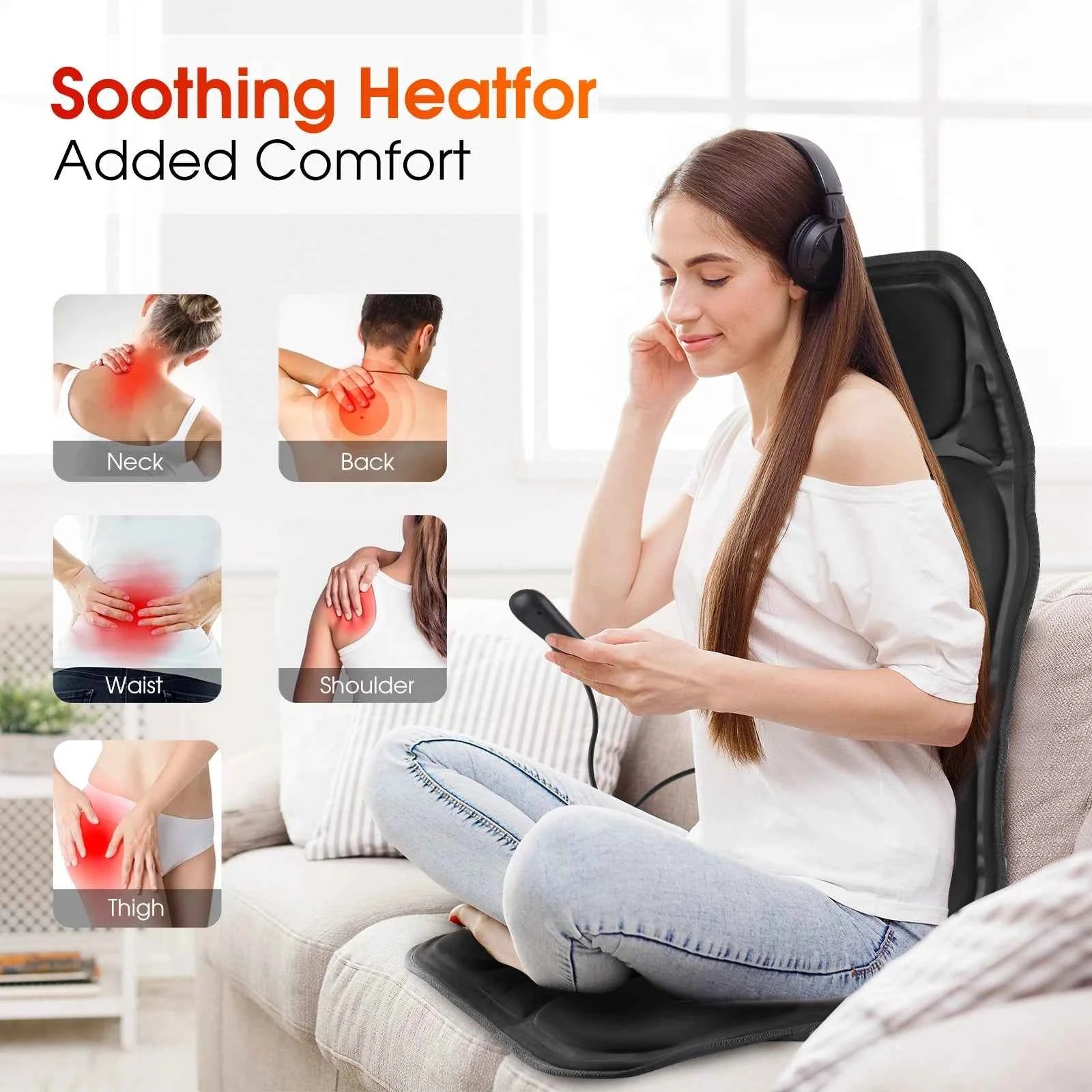 Electric Comfort Vibrating Massage Pad - Soothing Heat & Relaxation for Back, Neck & Lumbar - Perfect for Car, Office, & Home