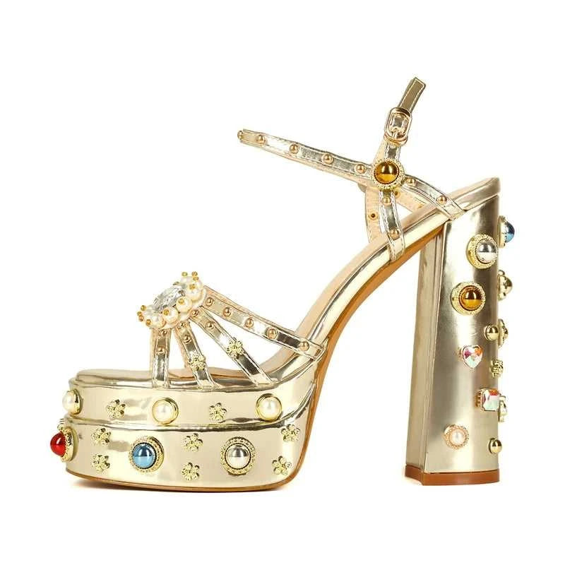 Women's New Summer Sandals Waterproof Platform Thick Bottom Water Diamond Pearl Rivet Flower Satin Open Toe High Heel Large The jack market .AU The jack market .AU Step Up Your Style: Trendy Shoes for Every Occasion! $ 138 14:201496390;200000124:200048359