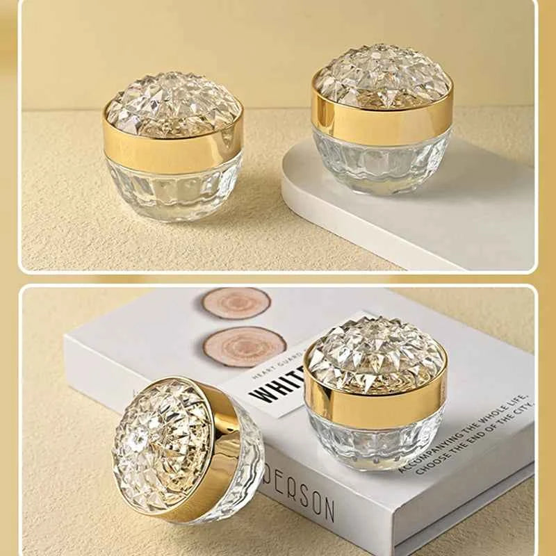 Luxury Glow Diamond Glass Face Cream Jar - 50g Acrylic Container for Creams & Lotions, Perfect Travel Companion