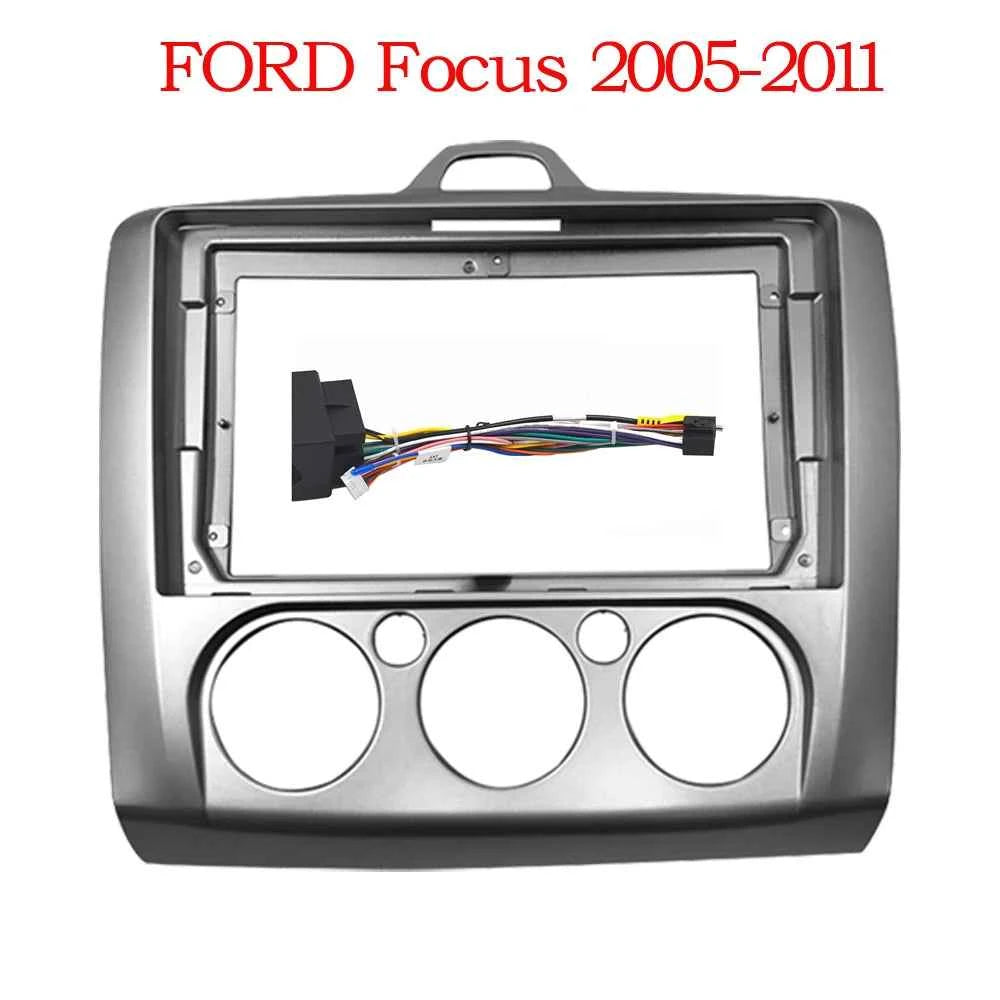 9 inch Android Navigation Screen Dashboard 2 Din Car Dash Trim Kits Stereo Facia Panel Frame For Ford Focus 2 MK2 2004 - 2011