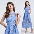 Women's Lace Embroidery Evening Dress – Elegant Midi Party Dress