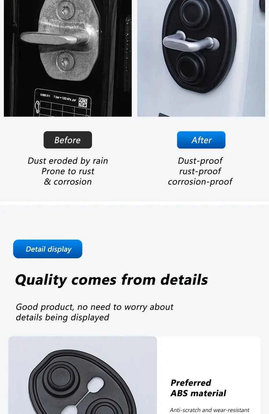 4Pcs Door Lock Buckle Cover for Car Door Buffer Cushion Anti-Scrtach Protection Cover Waterproof Door Shock Absorber