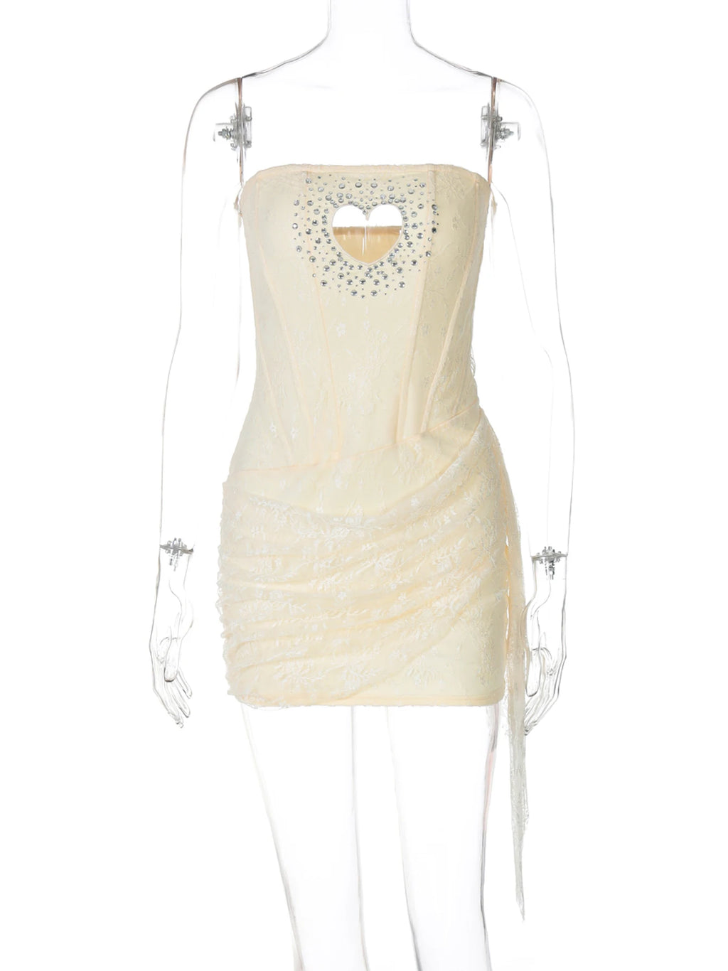 Hugcitar Heart-Shaped Cutout Mini Dress - Sexy Sequined Mesh with Zipper for Summer Festivals & Birthdays