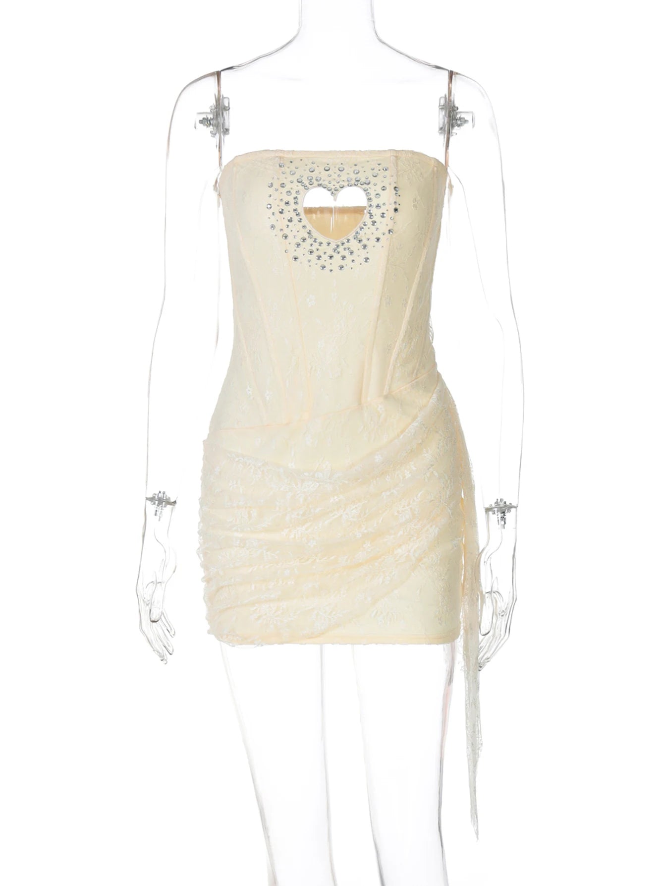 Hugcitar Heart-Shaped Cutout Mini Dress - Sexy Sequined Mesh with Zipper for Summer Festivals & Birthdays