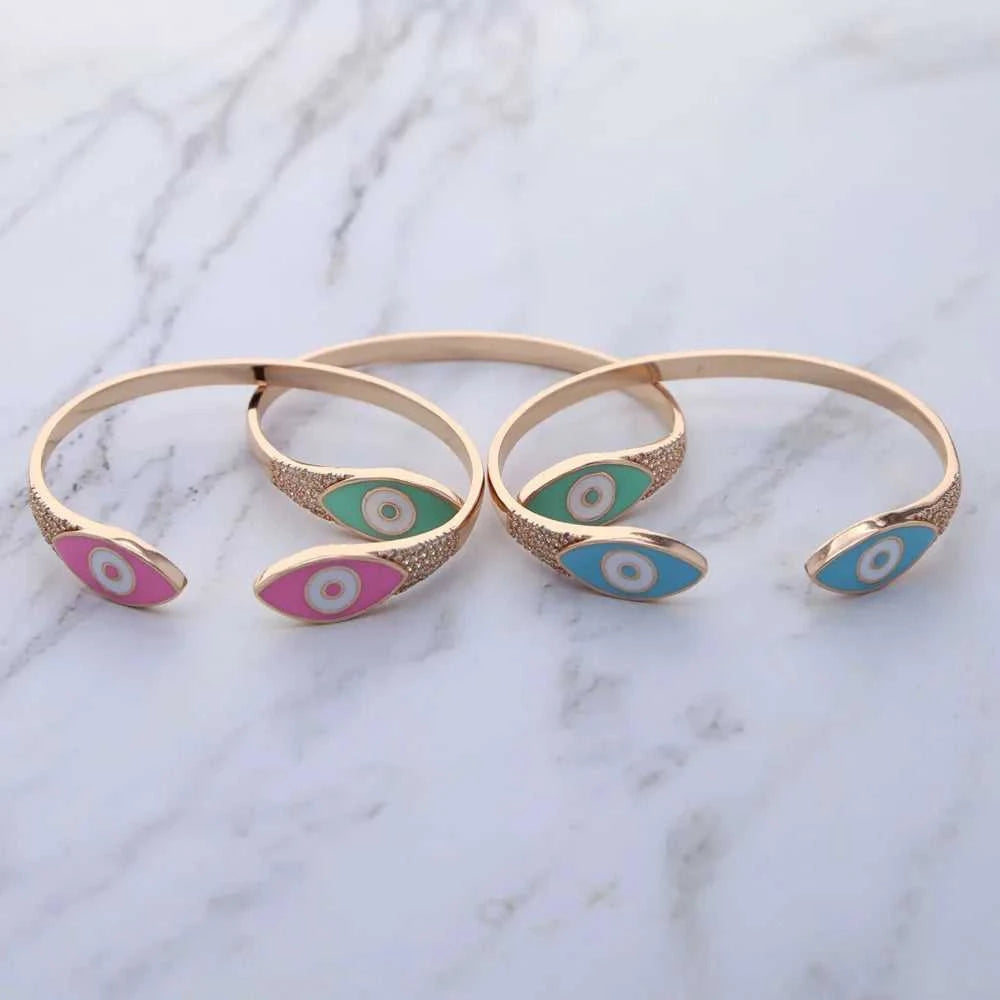 Turkish Evil Eye Pink Green Blue Enamel Cuff Bracelet for Women Paved White Cz Rose Gold Plated Color Bangles Fashion Jewelry The jack market .AU The jack market .AU Jewellery & Chains $ 57 166:202711811;200001034:361180#Pink