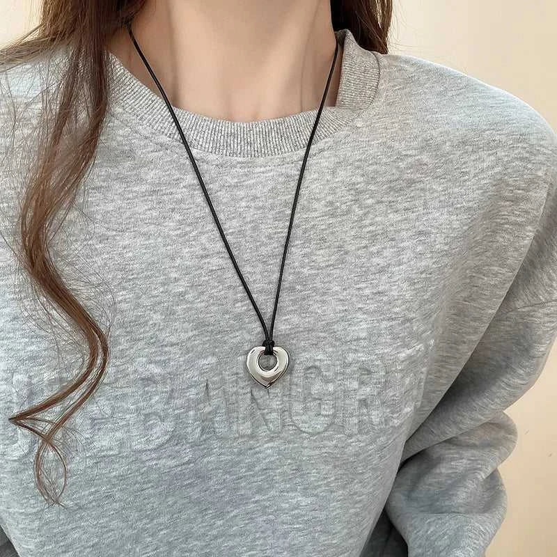 Fashion Spiral Heart-Shaped Pendant Necklace for Women Adjustable Long Black Wax Rope Clavicle Chain Charm Couple Birthday Gift The jack market .AU The jack market .AU Jewellery & Chains $ 48 200001033:200003757#5