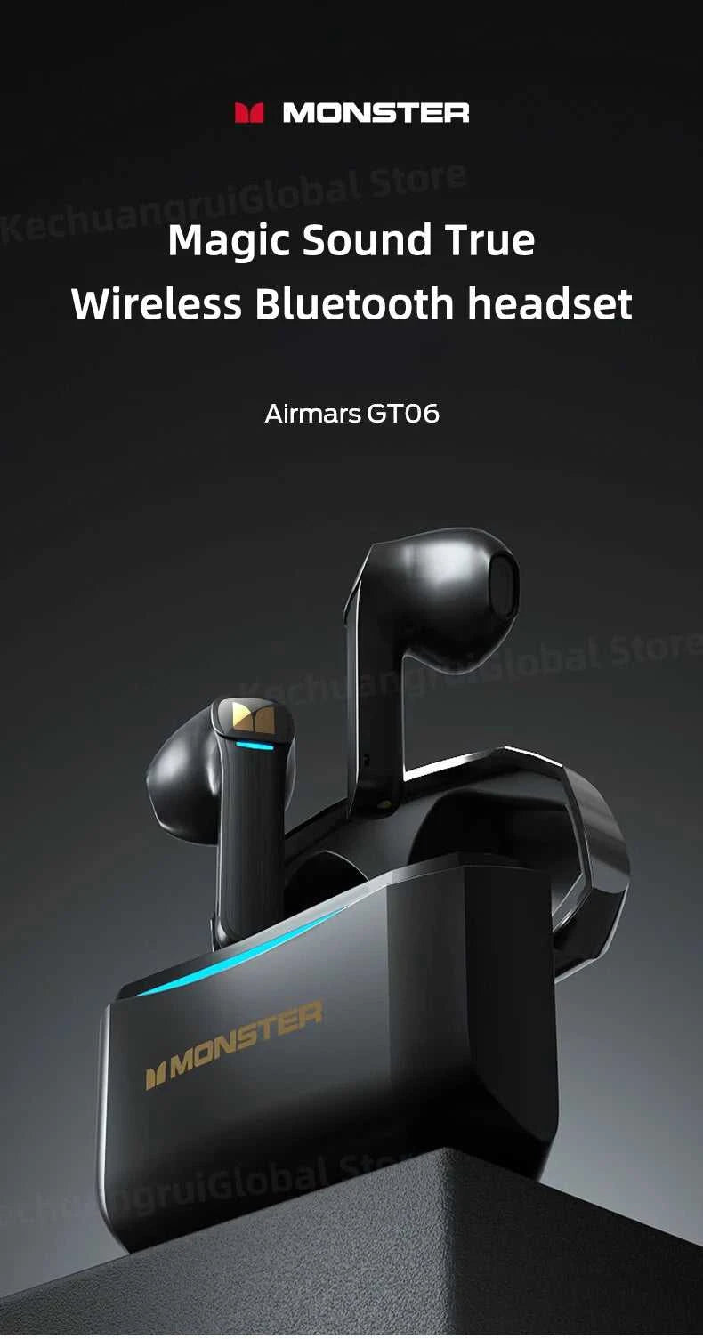 Monster GT06 Wireless Bluetooth 5.1 Headphones TWS Gaming Earbuds Noise Reduction Sports Earphones With Mic Long standby 450mAh The jack market .AU The jack market .AU Accessories Electronics $ 72 14:10#Black