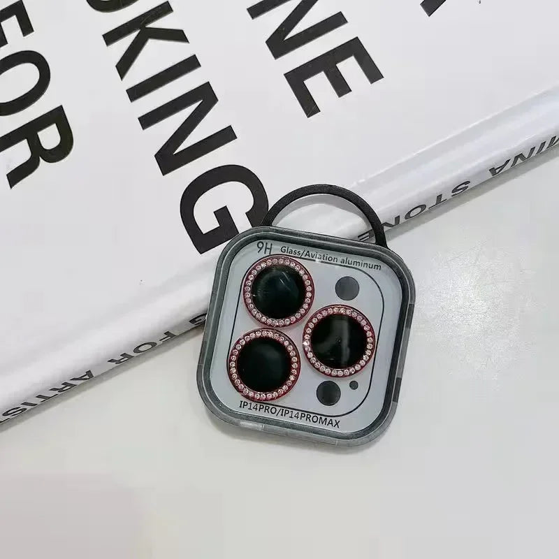 GlamLens Diamond Camera Lens Protectors for iPhone 14 15 16 Pro Max – 2-3 Pcs Sparkling Glass Shield