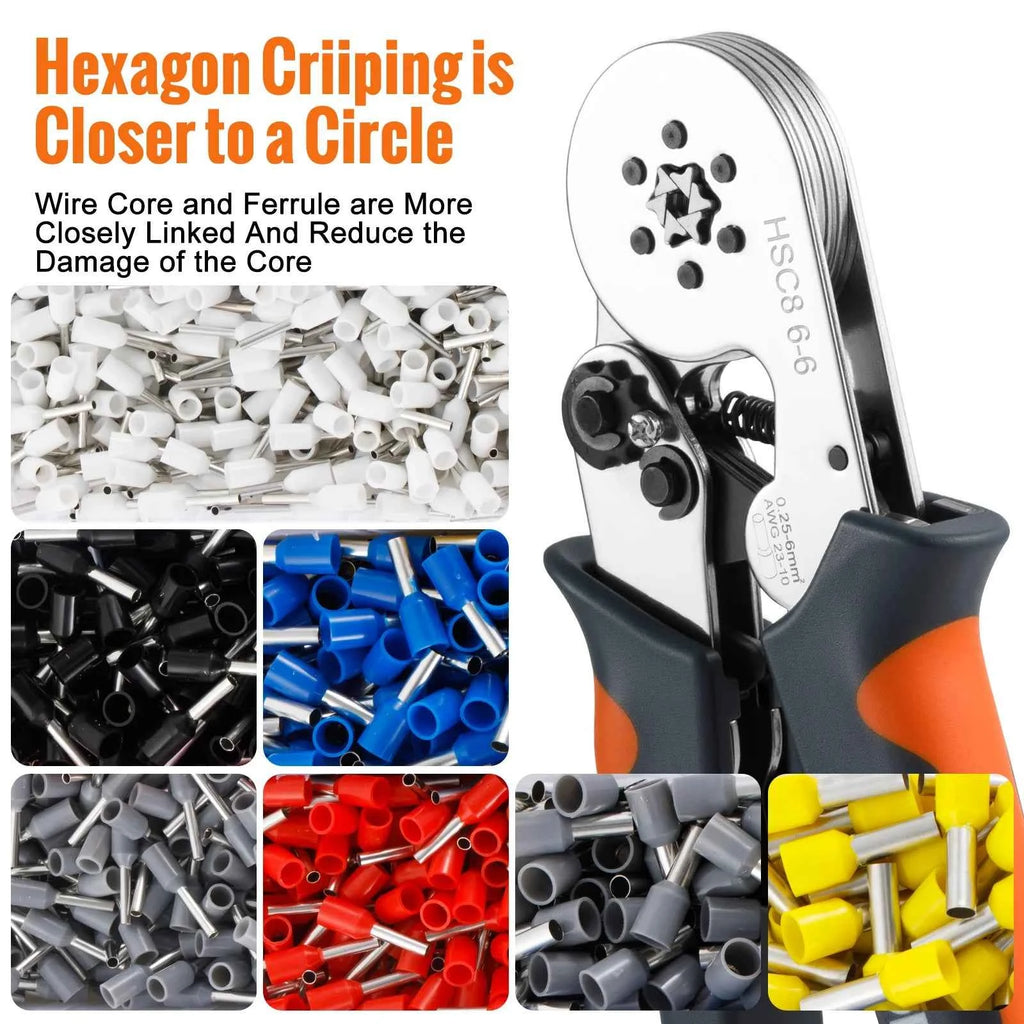 Wire Stripper Ferrule Crimping Tool HSC8 6-4/6-6 Electrical Crimper Plier For Wire End Crimp Tube Terminals Electrical Circuit
