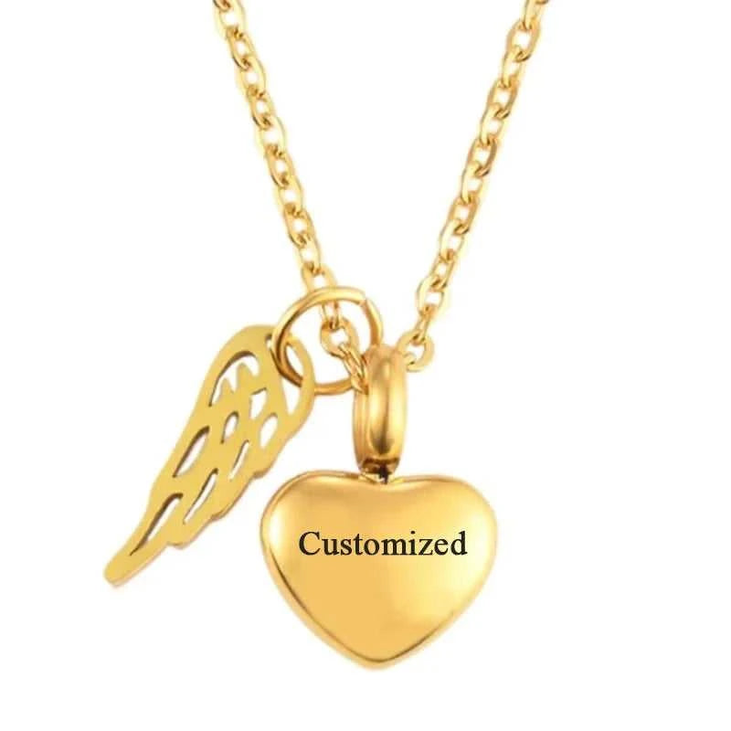 Fashion Heart with Angel Wings Ashes Urn Necklace Cremation Stainless Steel Memorial Pendant Keepsake Jewelry Gift The jack market .AU The jack market .AU Jewellery & Chains $ 51 200001033:200003758#Rose Gold Customized