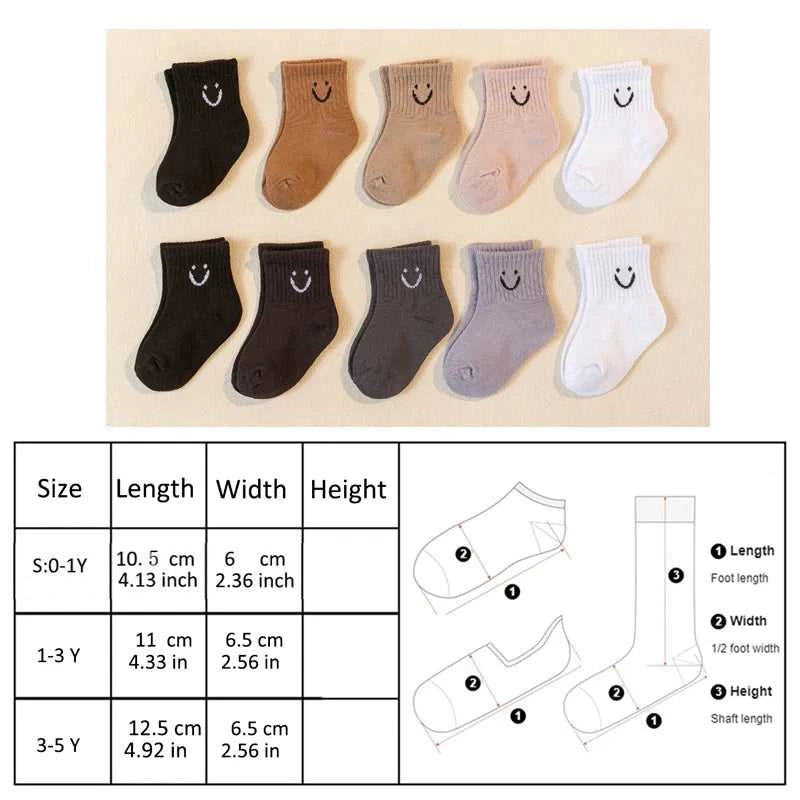 5 pairs Baby Cartoon Pattern & Solid Color Socks，happy face pattern kid's socks The jack market .AU The jack market .AU Mum & Kids: Essential Products for Every Family $ 24 14:193;5:200000298#3-5Y