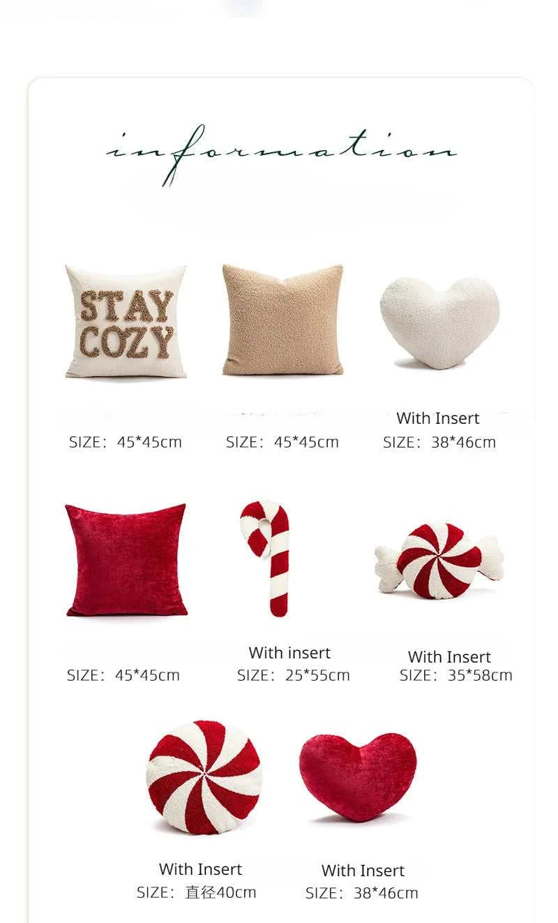 Beige Heart Tree Sugar Christmas Cushion White Red Pillow Cover for Home Decoration Soft Chenille Plush Tufted Emboridered The jack market .AU The jack market .AU Home $ 43 14:201619812#Love