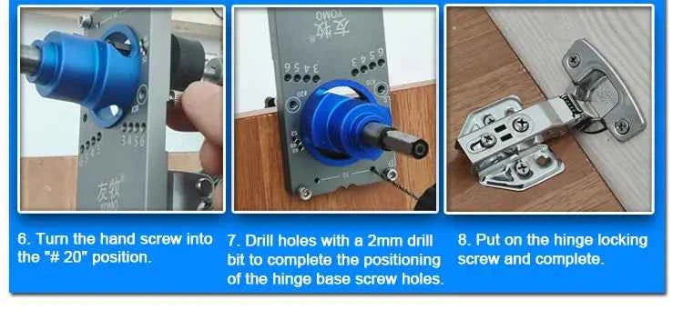 Woodworking Upgrade 35mm Concealed Hinge Jig Kit Hinge Boring Jig Drilling Guide Locator for Face Frame Cabinet Cupboard Tools