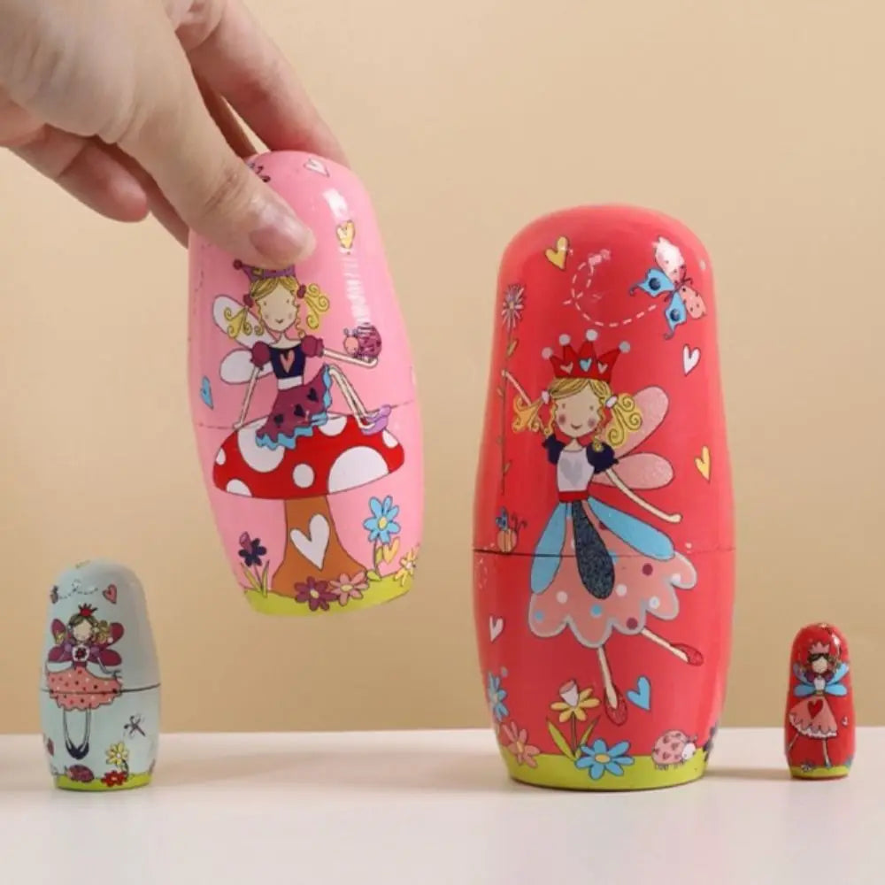 Rabbit 5Pcs/Set Animal Matryoshka Doll Wood Smooth Wooden Stacking Dolls Line Dog Panda Girls Russian Doll Christmas