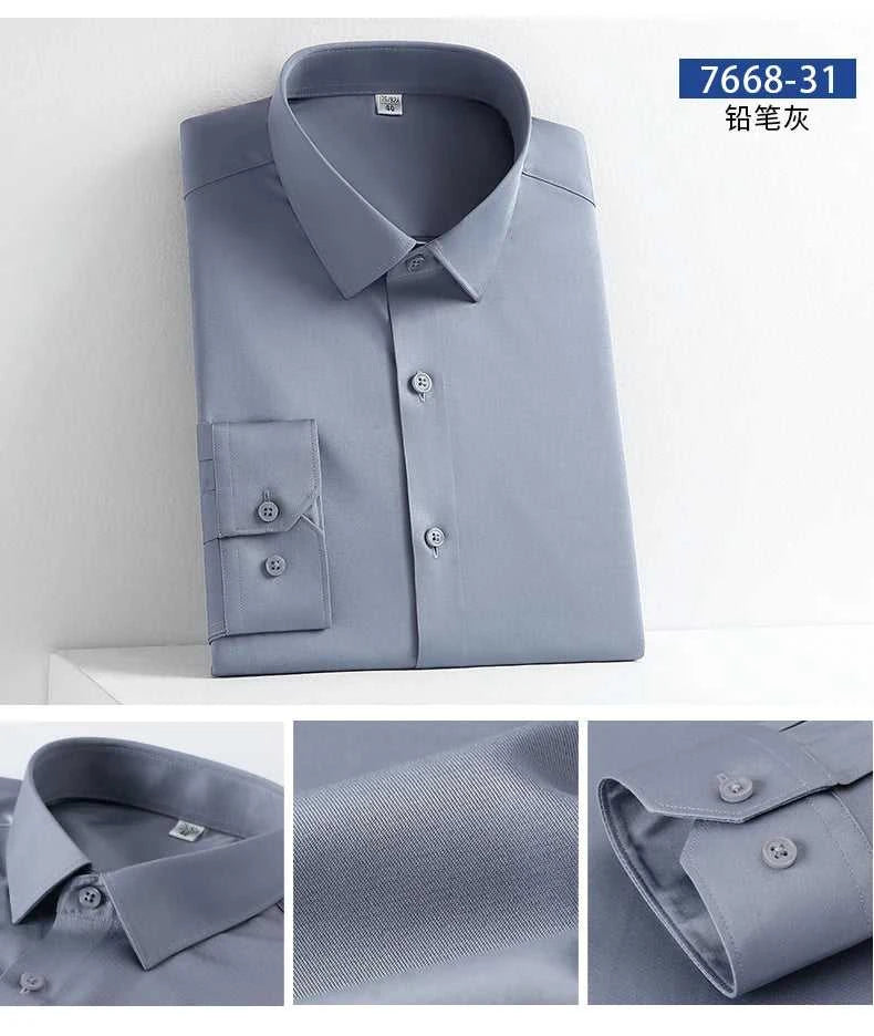 New Spring and Autumn Social Dress Ice Silk Long Sleeve Men's Shirt Business No Iron Casual Fit Pure White High Quality The jack market .AU The jack market .AU Men Fashion $ 41 14:771#21;5:100013888