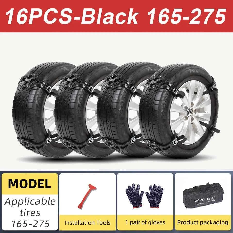 Car Snow Chains Universal Easy Install Tire Anti-Slip Chains for SUV Sedan Ice Snow Muddy Road Durable Emergency Traction Chains