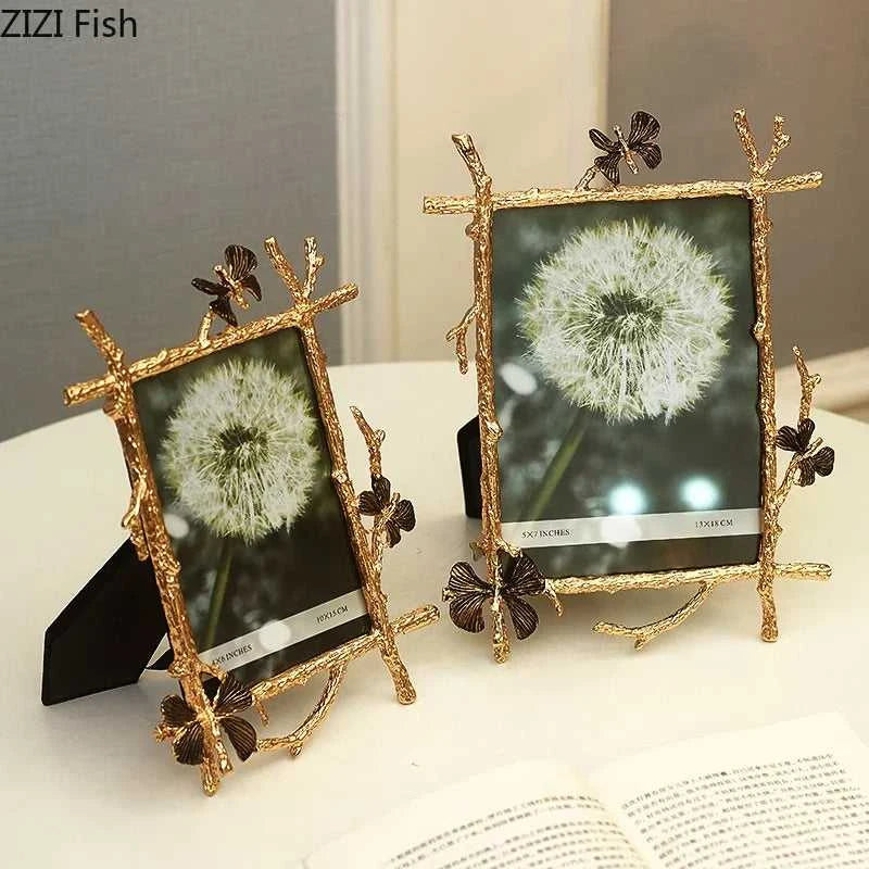 6/7/10Inch Nordic Vintage Metal Butterfly Photo Frame Family Portrait Nightstand Desktop Square Golden Picture Frames Home Decor The jack market .AU The jack market .AU Home $ 51 14:366#7 Inch