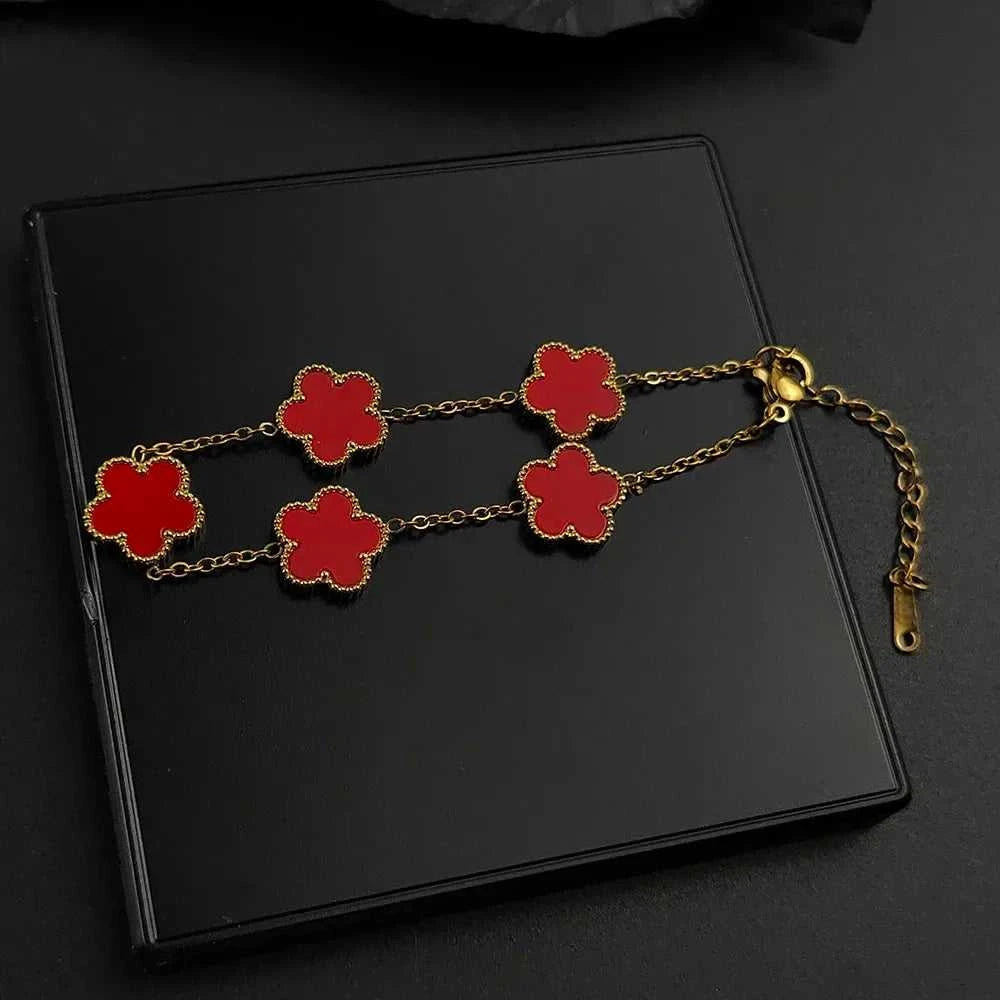 Hot Sale Stainless Steel Plum Blossom Gold Plated Bracelet High Quality Five Leaf Flower Jewelry Simple for Woman Gift Clover The jack market .AU The jack market .AU Jewellery & Chains $ 47 200000639:1438;200001034:6145#red2