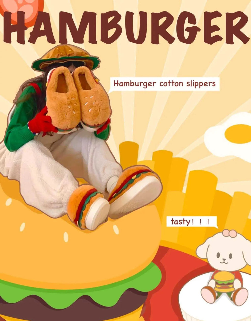 Funny Cute Hamburger Home Slippers Shoes For Men And Women Indoor Household Slippers Warm And Non Slip Winter Fun Couple Cotton The jack market .AU The jack market .AU Step Up Your Style: Trendy Shoes for Every Occasion! $ 75 14:366#Package Cute Burger;200000124:201446565