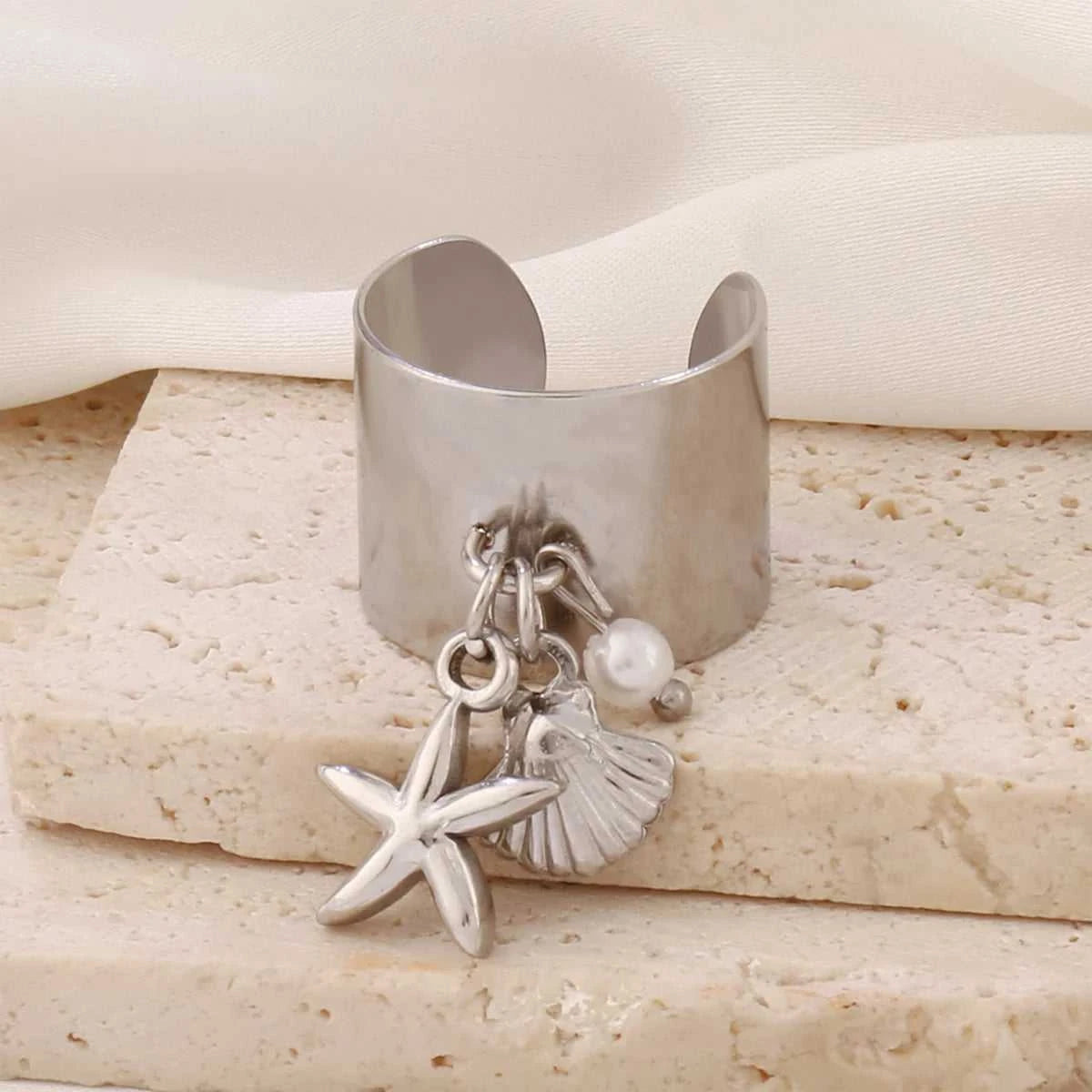 316L Summer Beach Ocean Shell Starfish Rings For Women Stainless Steel FishTail Seahorse Conch Open Ring Girl Party Jewelry Gift The jack market .AU The jack market .AU Jewellery & Chains $ 48 200000783:10#B7214