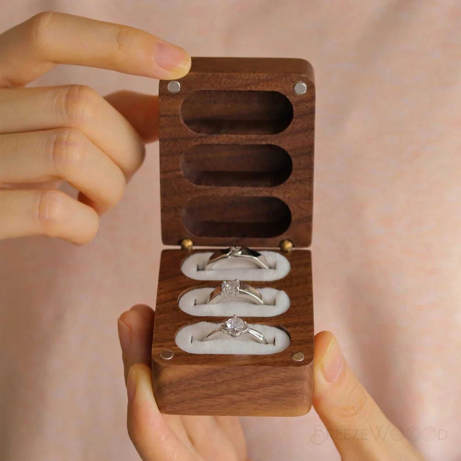 Custom Engraved Wooden Ring Box - Personalized Walnut Jewelry Holder for Engagement, Wedding, Anniversary, Proposal, and Gift St The jack market .AU The jack market .AU Jewellery & Chains $ 54 14:1052#RB604-Design 8