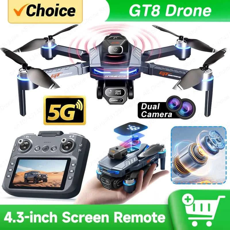 New GT8 Drone 8K Professional HD Dual Cameras Screen Remote 5G WIFI Brushless Motor Obstacle Avoidance Foldable Quadcopter Toys The jack market .AU The jack market .AU Drones $ 115 14:29#GT8 4K