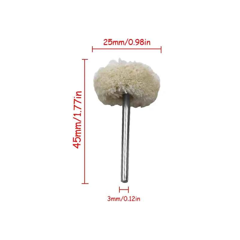 Wool Buffing Wheel Set – 10/20/30pcs 3mm Shank for Smooth Polishing on Stone, Metal & Nonmetal Surfaces