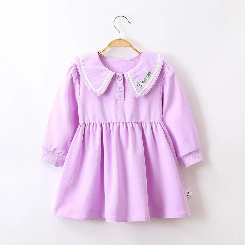 Sweetheart Couture Princess Dress - Casual Pink Cotton-Linen Dress with Big Turn Down Collar for Summer 2023