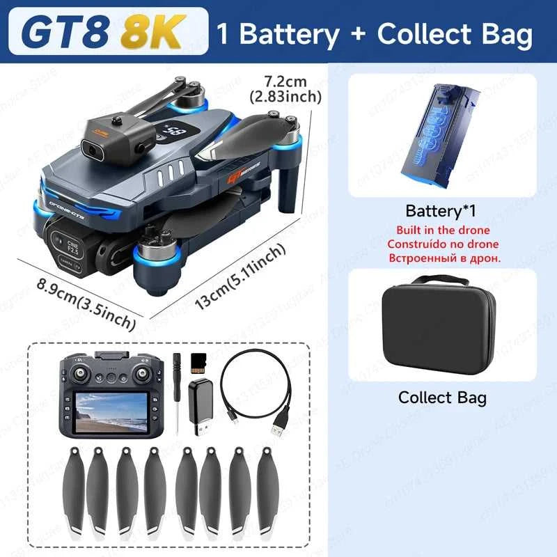 New GT8 Drone 8K Professional HD Dual Cameras Screen Remote 5G WIFI Brushless Motor Obstacle Avoidance Foldable Quadcopter Toys The jack market .AU The jack market .AU Drones $ 115 14:29#GT8 4K