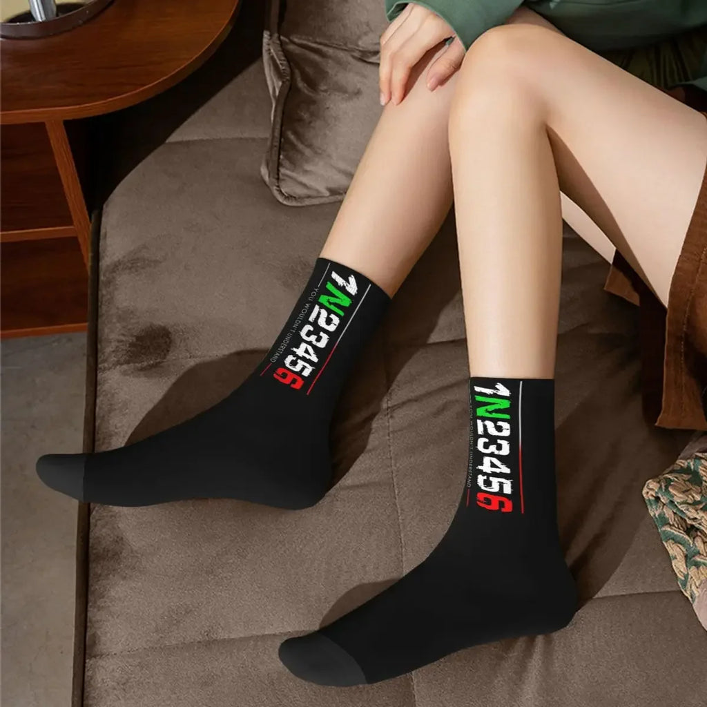 All Season Socks 1N23456 Motorcycle Gear Biker Merch for Female Male Non-slip Socks All Seasons Birthday Present