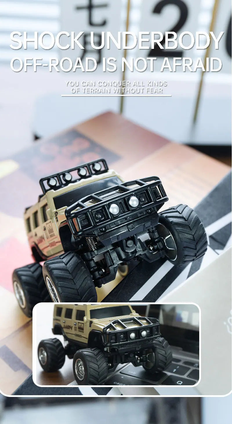 1/64 RC Car Mini HG4-221 Off-Road Vehicle Simulation Hummer 2.4G Remote Control Climbing Car with APP Lights Control Gifts Toys