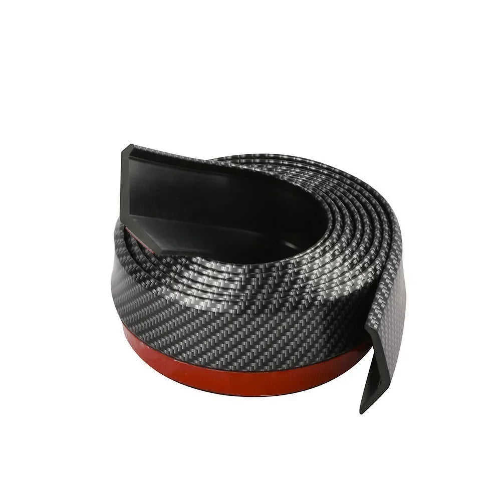 2.5M Car Front Bumper Lip Protector Carbon Fiber Rubber Splitter Chin Spoiler Side Skirt Rubber Anti Scratch Protector Body Kit