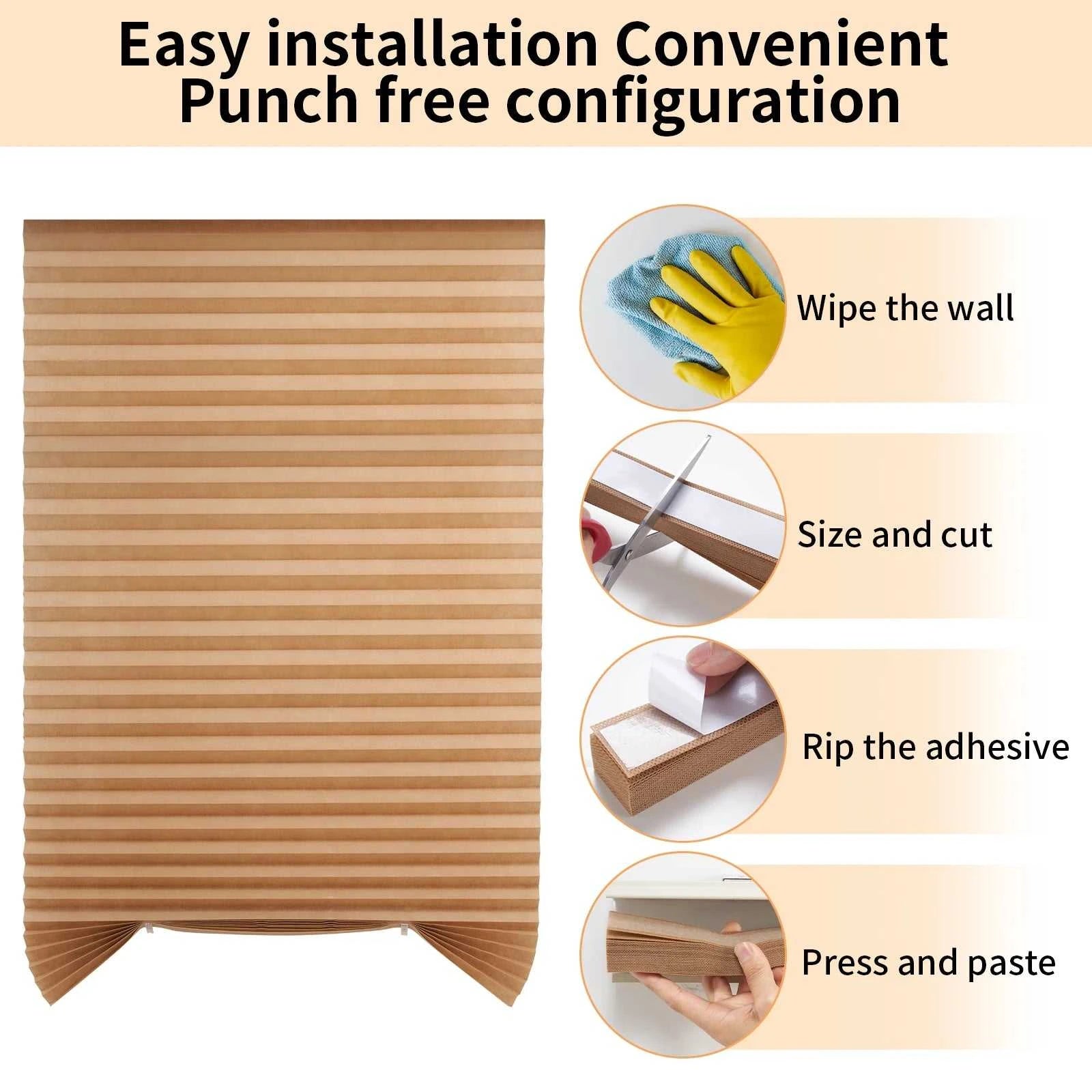 Blind for Window Self Adhesive Pleated Blinds Cordless No Drill Fabric Shutter Room Darkening Shades Blackout Shutters The jack market .AU The jack market .AU Home $ 53 14:496#Black Full blackout