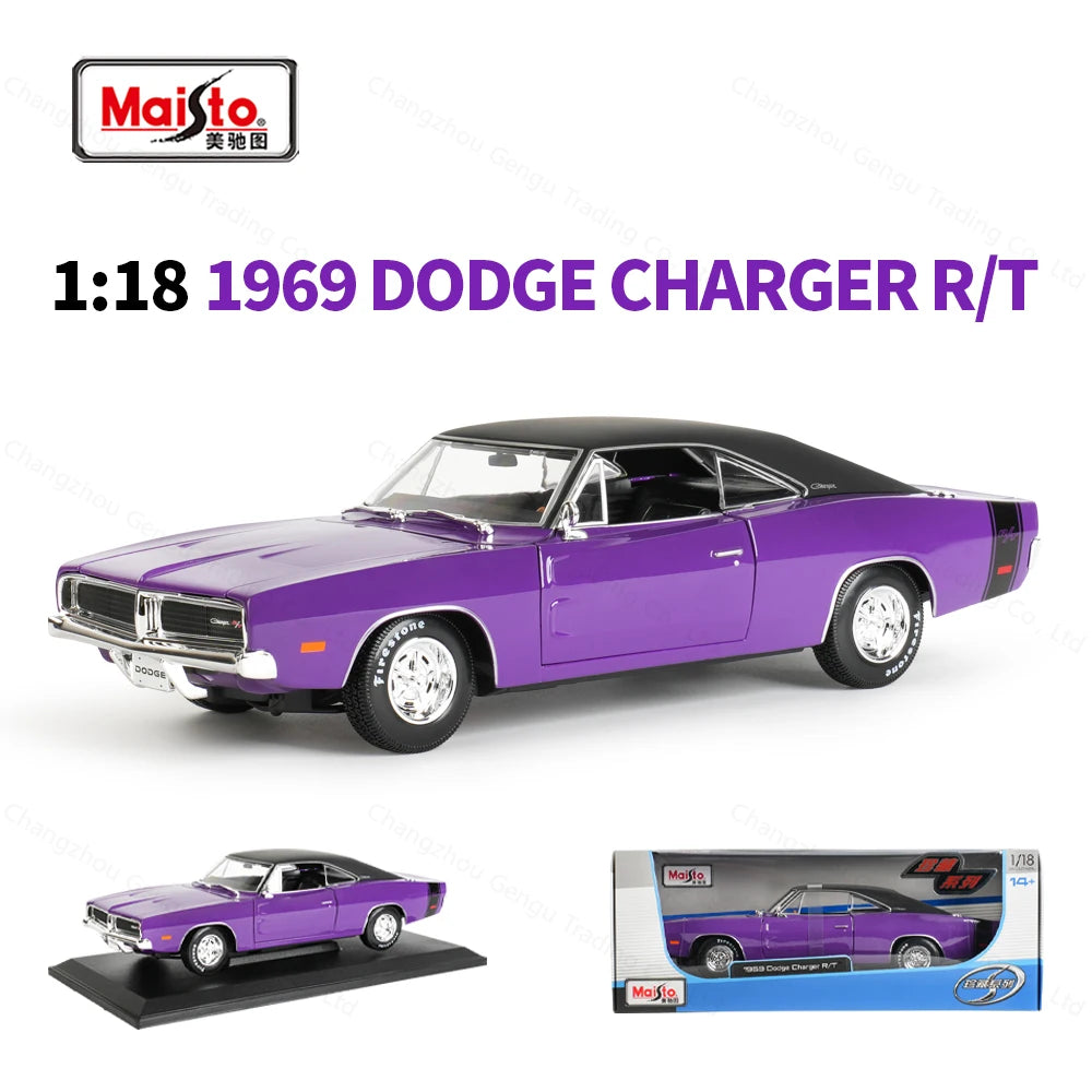 Maisto 1:18 1969 Dodge Charger R/T Sports Car Static Die Cast Vehicles Collectible Model Car Toys