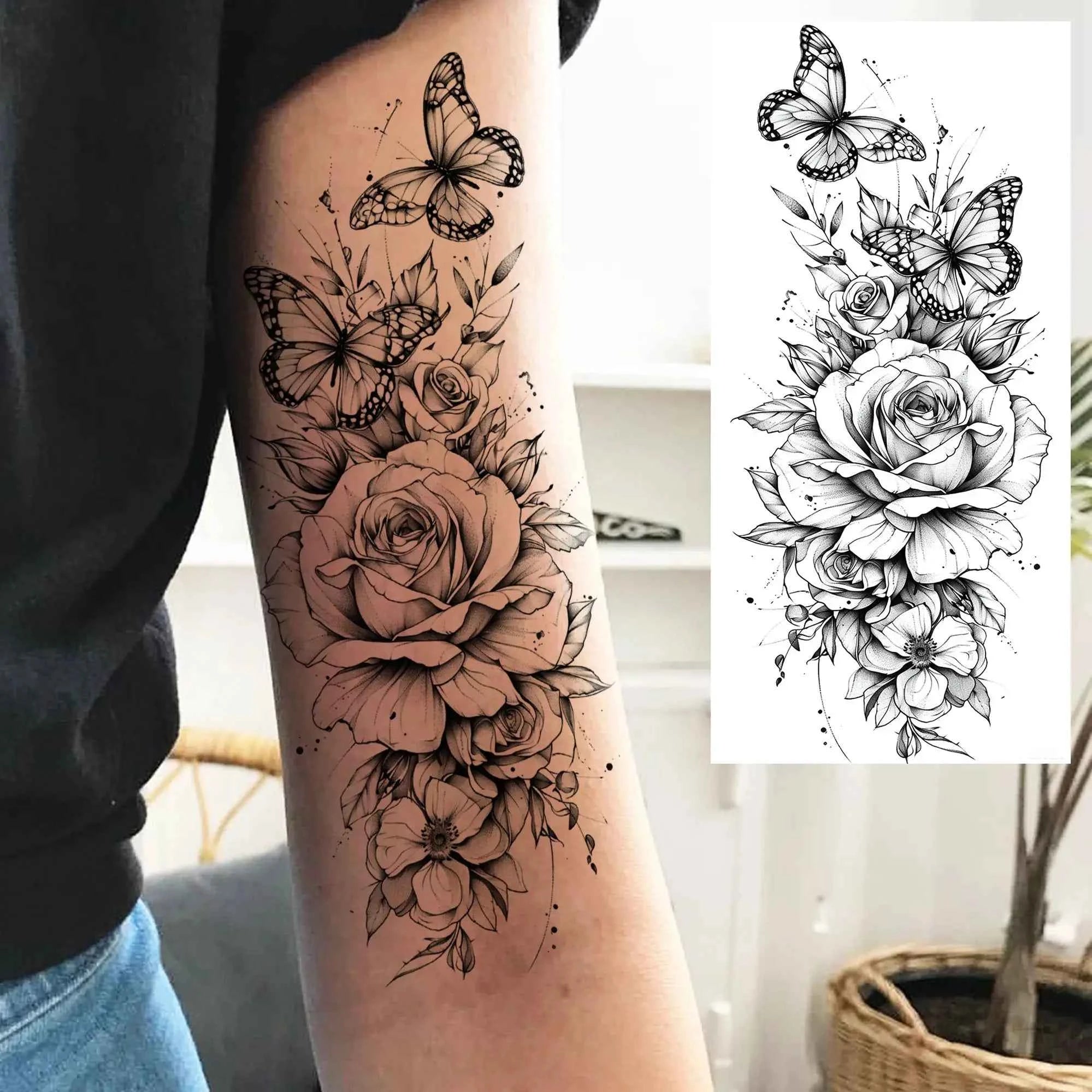 1 Sheet Flying Birds Flowers Book Temporary Tattoos For Women Waterproof Realistic Floral Animals Fake Tattoo Sticker Last Long