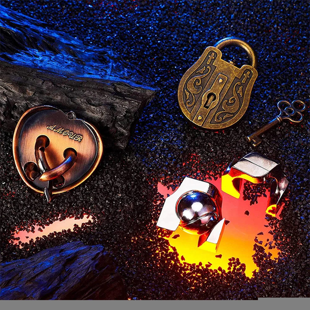 Classic IQ Metal Brain teaser Magic Puzzles Toys Locks Baffling Wire Diecast Kirsite Game Intelligence For Adults Game Test Mind