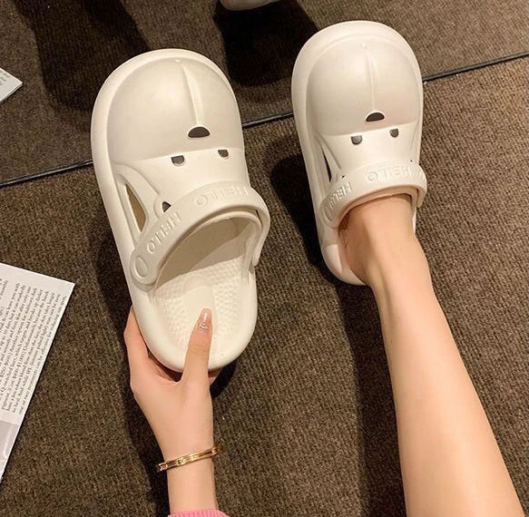 Shoes for Women 2025 Kawaii Cute Woman Slippers Round Toe Animal Cartoon Sandals Anime Slides Home Men Summer Mules House Indoor