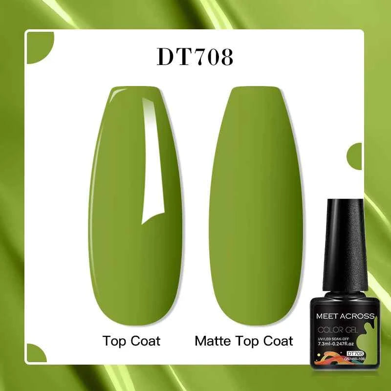 MEET ACROSS 7.3ml Gel Nail Polish Vernis Summer Simple Green Series UV Gel Nail Varnish Semi Permanent Nail Art Manicure