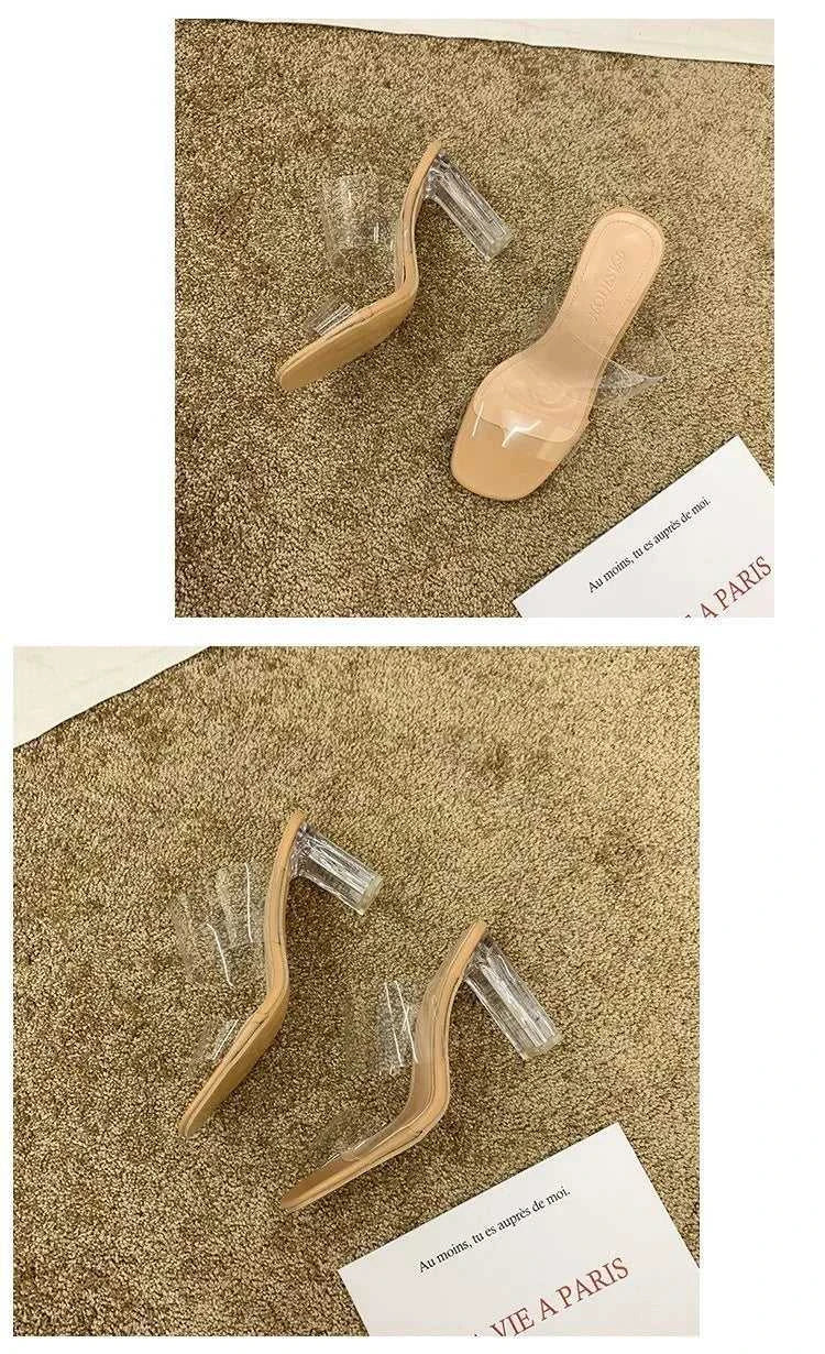Transparent High Heels Women Square Toe Sandals Summer Shoes Woman Clear High Pumps Wedding Jelly Buty Damskie Heels Slippers The jack market .AU The jack market .AU Step Up Your Style: Trendy Shoes for Every Occasion! $ 72 14:193#Apricot color 5CM;200000124:100013888