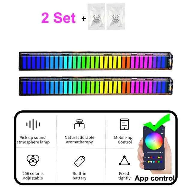 Car Music Rhythm Lamp Air Freshener RGB LED Strip Sound Control Voice Rhythm Atmosphere Light  256 Colors Option App Control