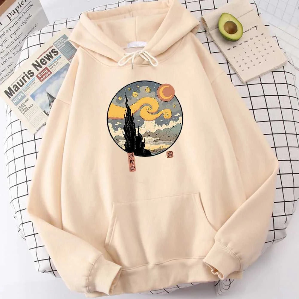 Starry Ukiyo-E Night Printing Hoodie Men Fashion Comfortable Hoody Autumn Fleece Sweatshirt Casual Warm Pullover Tops The jack market .AU The jack market .AU Men Fashion $ 37 14:771#Beige;5:4182