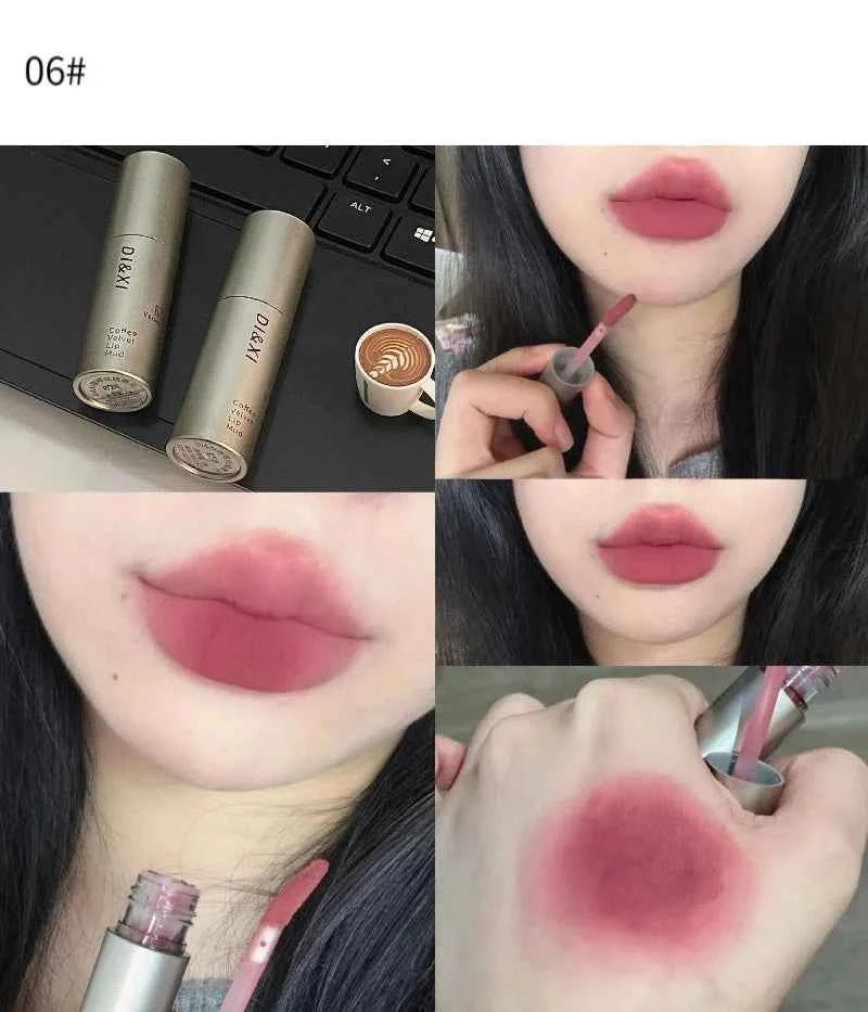 Dark Brown Velvet Matte Lip Gloss - Waterproof Liquid Lipstick for Confident Nude Coffee Brown Lips