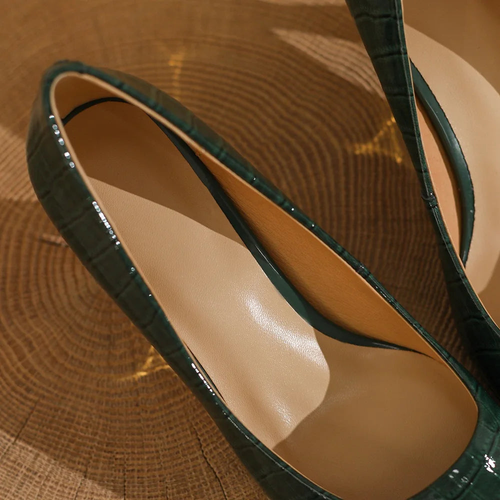 【JOCHEBED HU】Brand New Shoes Metal Square Toe Women Pumps Patchwork Genuine Leather Thin High Heels Ladies Footwear Plus 34-43