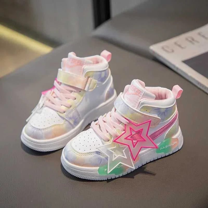 Girls Sneakers with Stars Color Matching Non-slip Fashion Children Princess High-top Sport Shoes Kids Casual Running Shoes The jack market .AU The jack market .AU Mum & Kids: Essential Products for Every Family $ 48 14:1052#pink;200000124:200000334